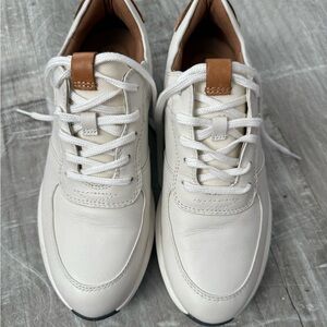 Clarks Men's Cream Leather Sneakers